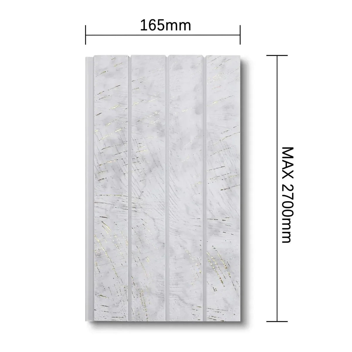 Panou decorativ, riflaj, polimer rigid, Naimeed D7623, Dimensiuni 270x16.5x1.1cm, Alb/Auriu