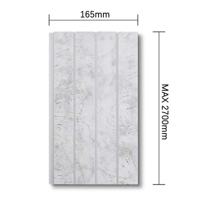 Panou decorativ, riflaj, polimer rigid, Naimeed D7623, Dimensiuni 270x16.5x1.1cm, Alb/Auriu