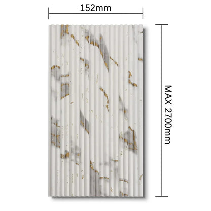 Panou decorativ, riflaj, polimer rigid, Naimeed D7625, Dimensiuni 270x15.2x0.5cm, Alb Royal