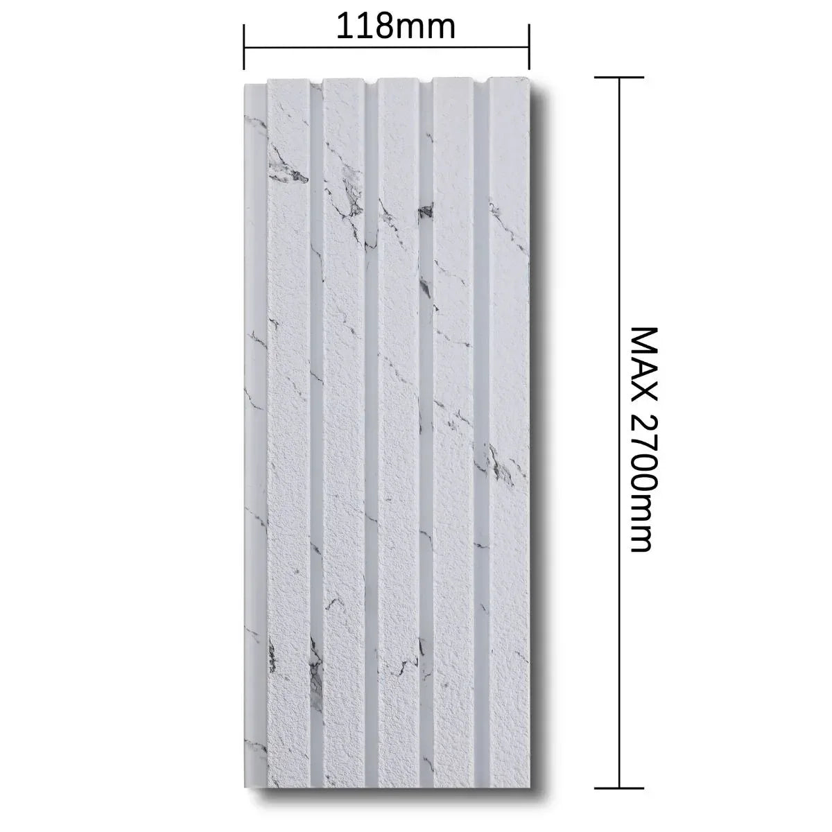 Panou decorativ, riflaj, polimer rigid, Naimeed D7631, Dimensiuni 270x11.8x1.1cm, Alb