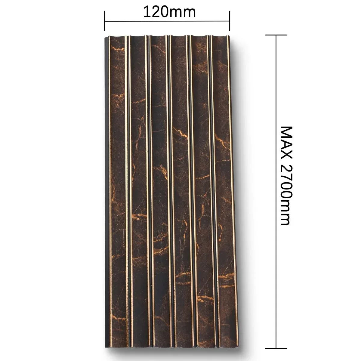 Panou decorativ, riflaj, polimer rigid, Naimeed D7632, Dimensiuni 270x12x0.55cm, Negru Bronz