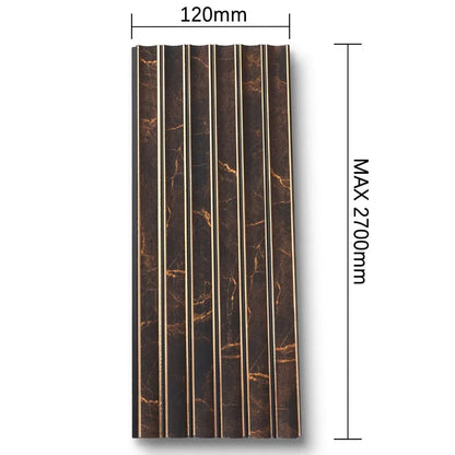 Panou decorativ, riflaj, polimer rigid, Naimeed D7632, Dimensiuni 270x12x0.55cm, Negru Bronz
