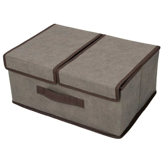 Cutie depozitare din poliester, pliabila, cu dubla acoperire si compartimentare flexibila, Naimeed D7675, dimensiuni 35x25x15cm, gri