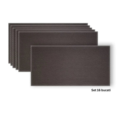 Set 16 panouri decorative din praf de piatra, Naimeed D7346, flexibile, ignifuge, strat protector ceramic, rezistente la razele UV, 120x60x0.2 cm, gri antracit