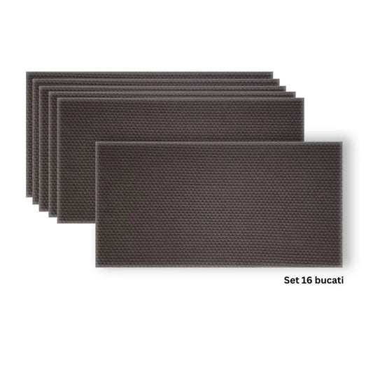 Set 16 panouri decorative din praf de piatra, Naimeed D7346, flexibile, ignifuge, strat protector ceramic, rezistente la razele UV, 120x60x0.2 cm, gri antracit