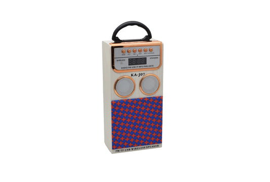 Boxa portabila cu radio si bluetooth KA-J07, Crem/auriu, 8W,