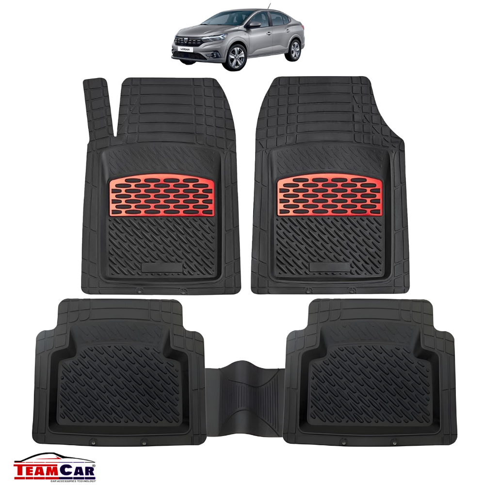 Covorașe Auto TeamCar® Tip Tăviță Compatibile Dacia Logan III (2020–prezent) - Sedan/Red