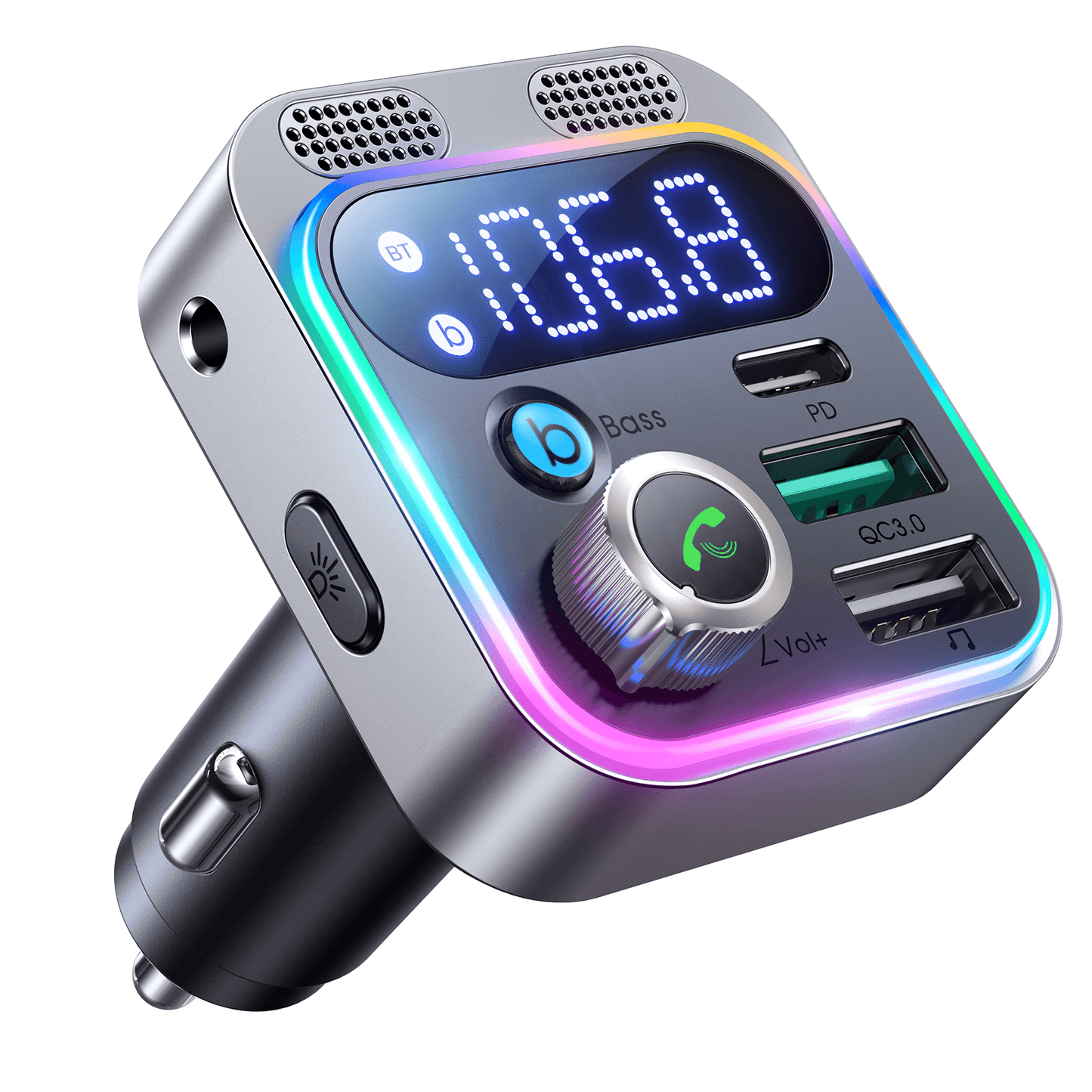 Modulator FM Auto Bluetooth 5 Timebox, Microfoane Duale, Negru