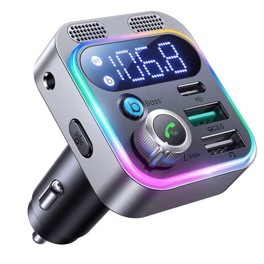Modulator FM Auto Bluetooth 5 Timebox, Microfoane Duale, Negru