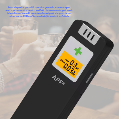 Alcooltest Digital Certificat NF – Precizie 0.01% BAC, LCD, Alertă Sonoră