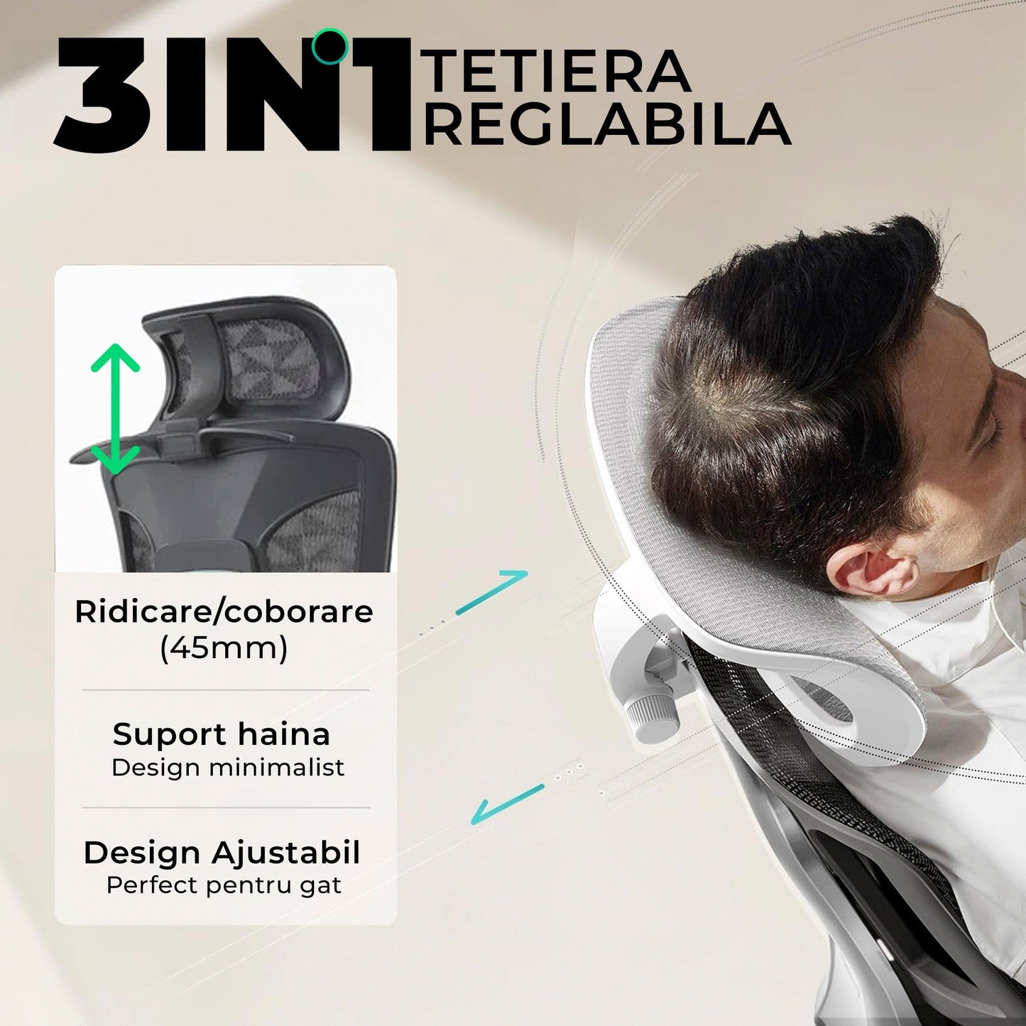 Scaun ergonomic Timebox, Cotiere 5D, pana la 150 kg, 150°, Gri