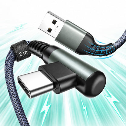 Cablu Date si Incarcare Rapida Timebox, USB la Type-C, 2m, QC 3, Negru