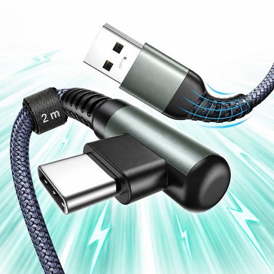 Cablu Date si Incarcare Rapida Timebox, USB la Type-C, 2m, QC 3, Negru