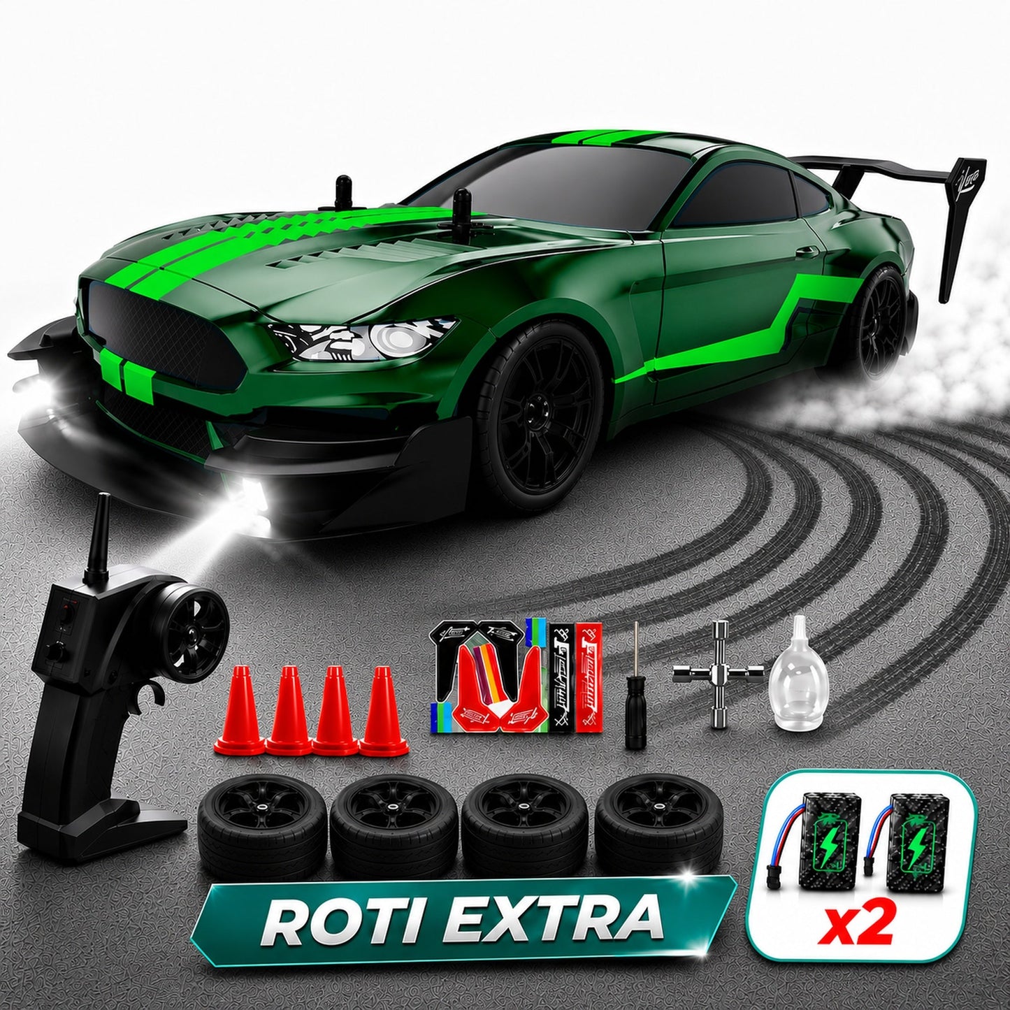 Masina cu telecomanda RC Timebox, 30km/h, 1:16, 4x4, Drift car, Verde
