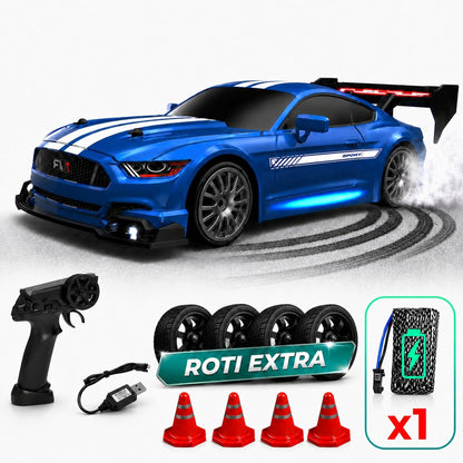 Masina cu telecomanda RC Timebox, 30km/h, 1:24, 4x4, Drift car, Albastru