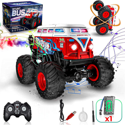 Masina cu Telecomanda Timebox, 1:20, 4x4, Tip Autobuz Scolar, Drift 360°, Rosu