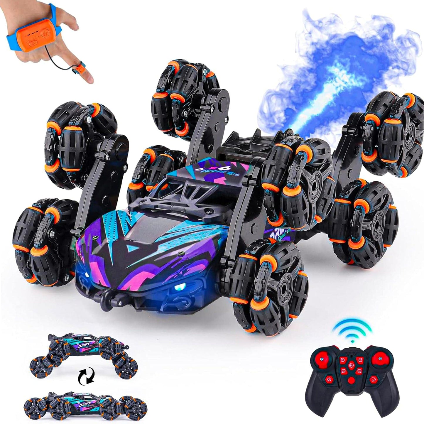 Masina cu Telecomanda RC Stunt 8 Roti Timebox, 4WD, Acrobatii, Rotire 360°, Mov