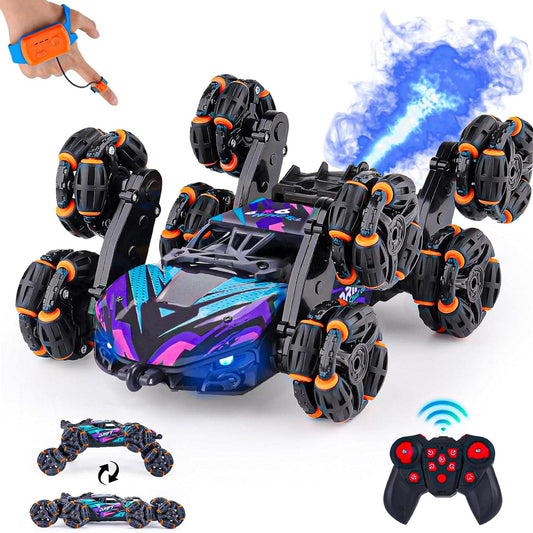 Masina cu Telecomanda RC Stunt 8 Roti Timebox, 4WD, Acrobatii, Rotire 360°, Mov
