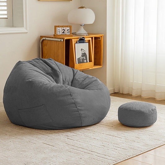 Fotoliu Puf Bean Bag din stofa, Multifunctional pentru living, Gri
