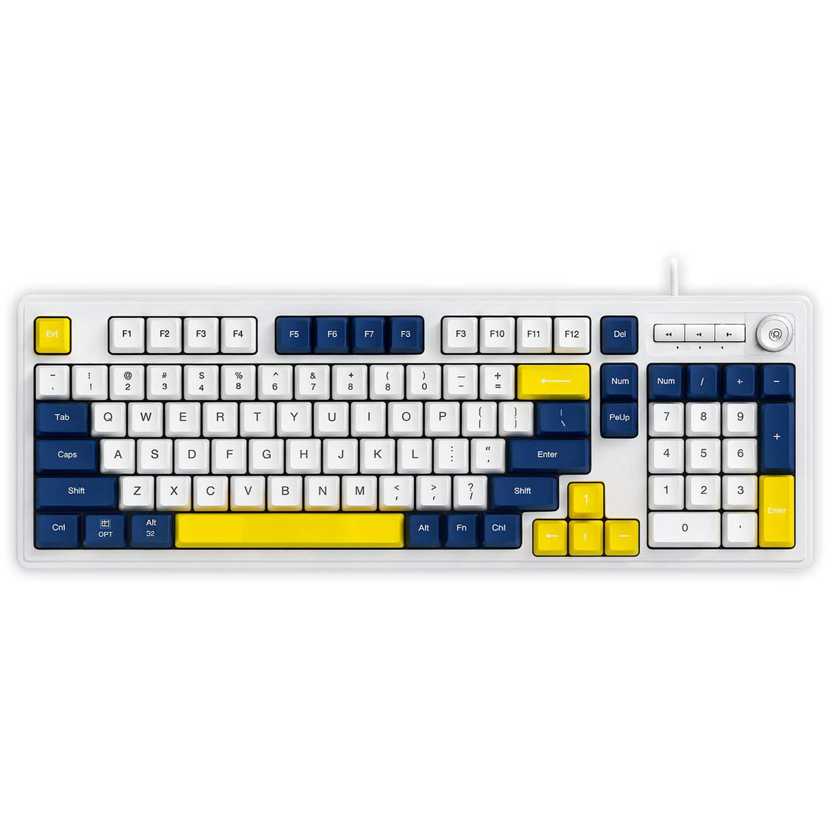Tastatura cu fir Timebox, Iluminare RGB, Cablu 1, 5 m, Plastic ABS, Galben