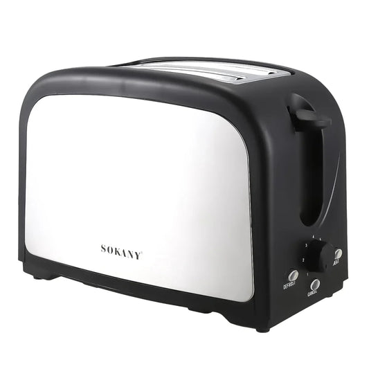 Prajitor de paine Sokany HJT-008S, 800 W, 2 felii, Grad de rumenire ajustabil, Functie dezghetare, Negru/Inox