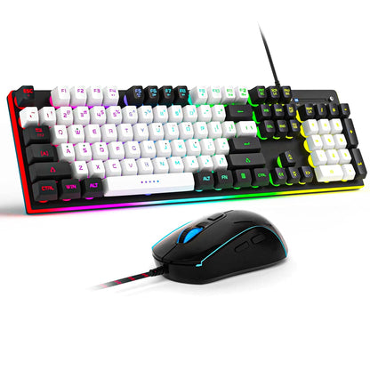 Kit Tastatura Timebox, Mouse Gaming, RGB, 104 taste, Negru