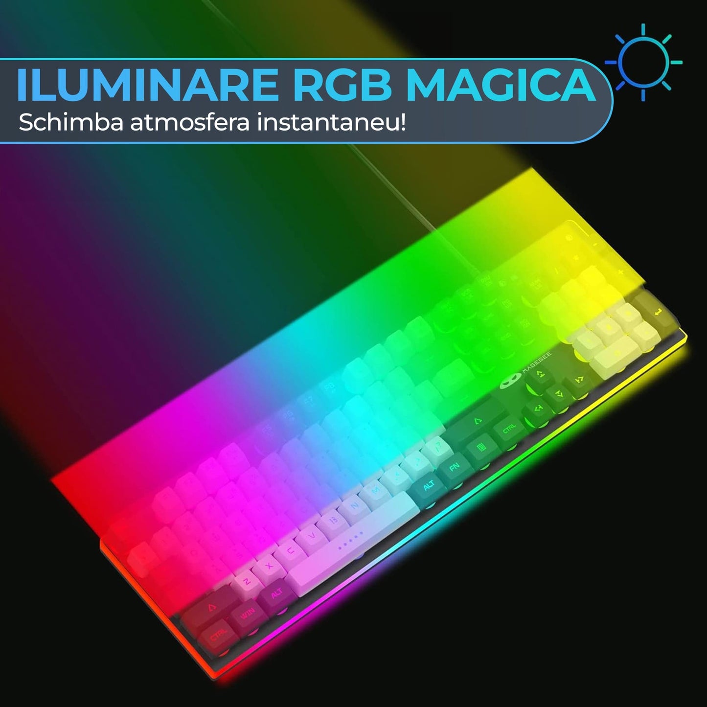 Kit Tastatura Timebox, Mouse Gaming, RGB, 104 taste, Negru