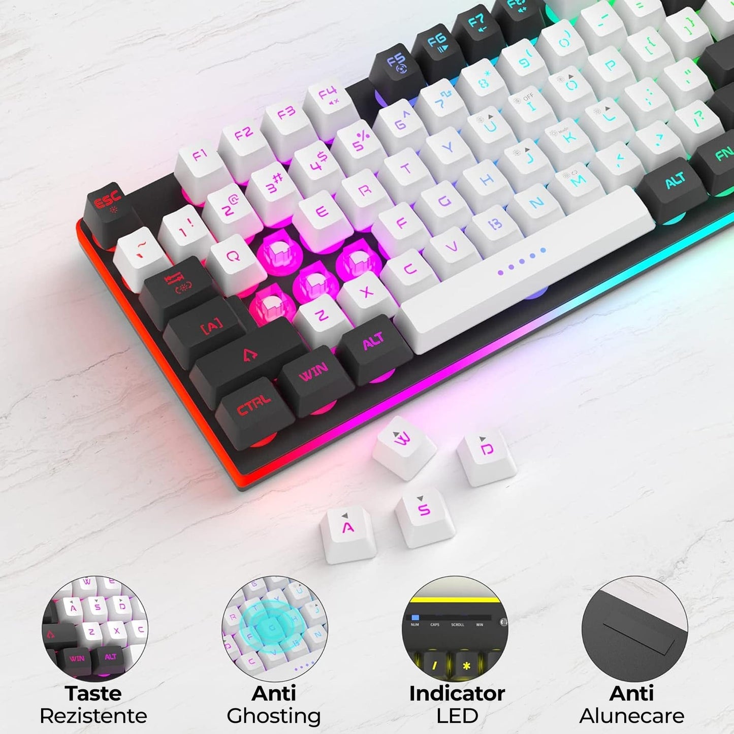 Kit Tastatura Timebox, Mouse Gaming, RGB, 104 taste, Negru