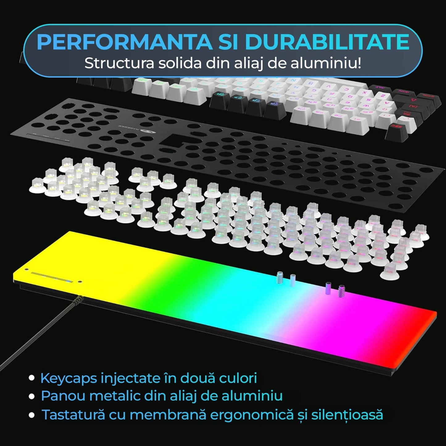 Kit Tastatura Timebox, Mouse Gaming, RGB, 104 taste, Negru