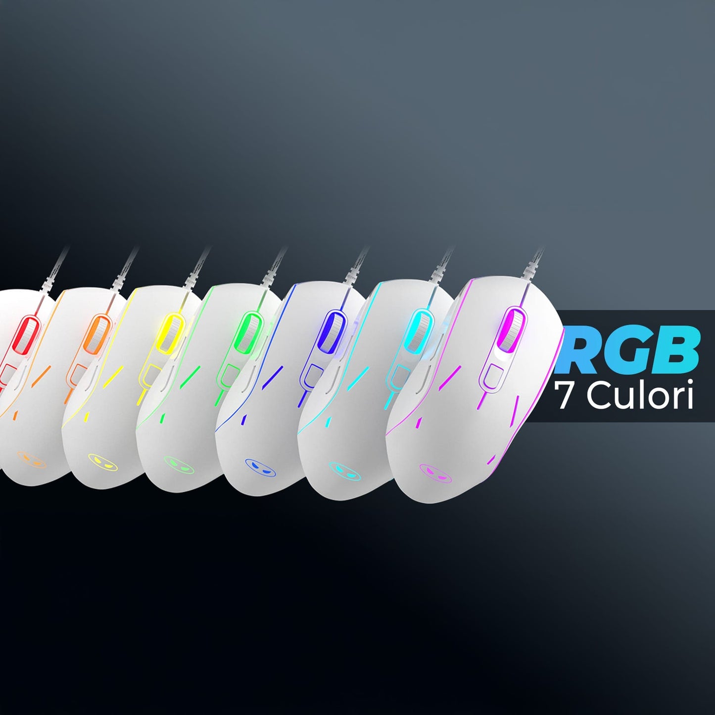 Kit Tastatura, Mouse Gaming RGB, 104 Taste Subtiri cu Functii Multimedia, Alb