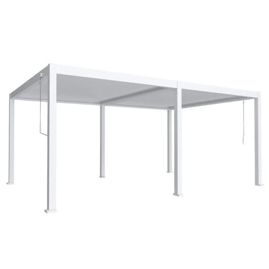 Pergola bioclimatica, iluminare LED, aluminiu, Naimeed D6793, 600x400x250cm, Alb