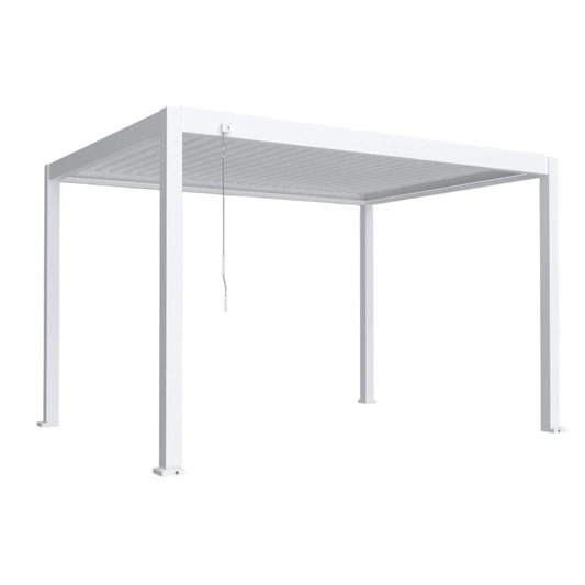 Pergola bioclimatica, iluminare LED, aluminiu, Naimeed D6796, 400x300x250cm, Alb