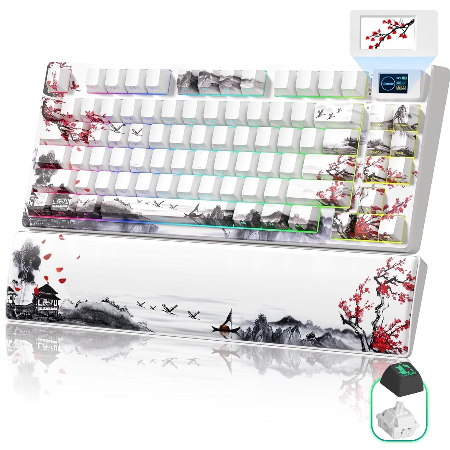 Tastatura Mecanica Wireless Timebox, 75%, Hot-Swap, Gasket, Alb