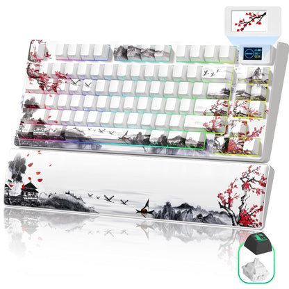 Tastatura Mecanica Wireless Timebox, 75%, Hot-Swap, Gasket, Alb