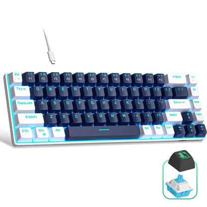Tastatura Mecanica Gaming Timebox, Blue Switch, 60%, Lumini LED, Albastru / Ab