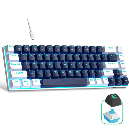 Tastatura Mecanica Gaming Timebox, Blue Switch, 60%, Lumini LED, Albastru / Ab