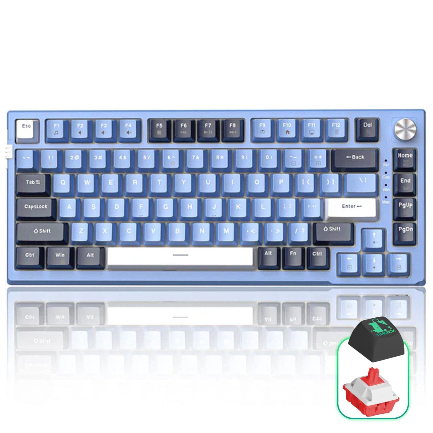 Tastatura Mecanica Gaming Timebox, Blue Switch, 75%, Hot-Swap, TKL, Albastru