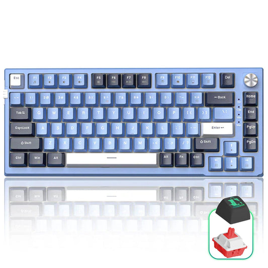 Tastatura Mecanica Gaming Timebox, Blue Switch, 75%, Hot-Swap, TKL, Albastru