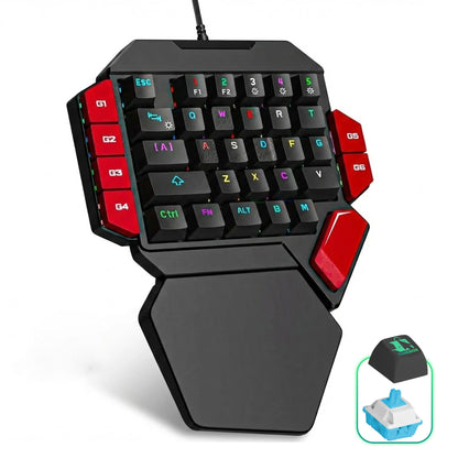 Tastatura Mecanica Gaming Timebox, Blue Switch, One Hand, iluminare RGB, Negru