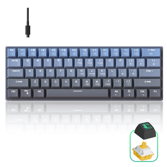 Tastatura Mecanica Timebox, 61 Taste, Keycaps PBT, Switch-uri Precise, Albastru