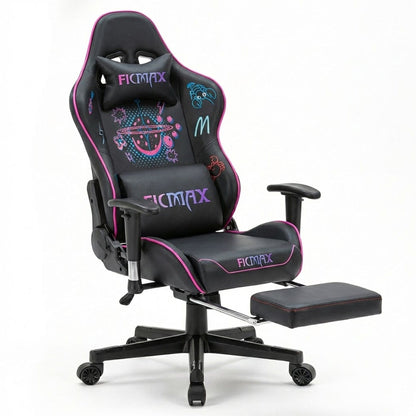 Scaun Gaming Timebox, 160°, Tetiera si Perna Lombara, Roz