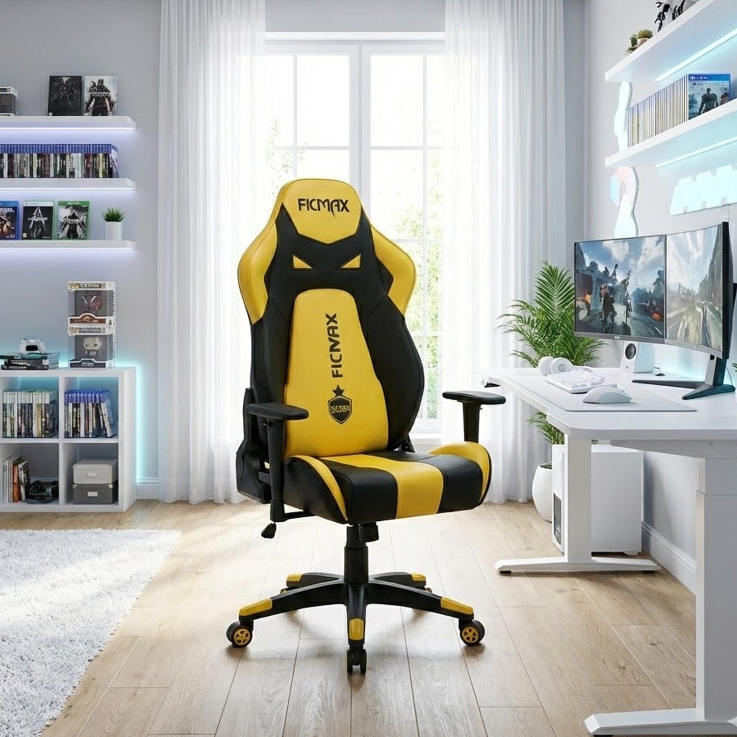 Scaun Gaming Ergonomic, 360°, Galben