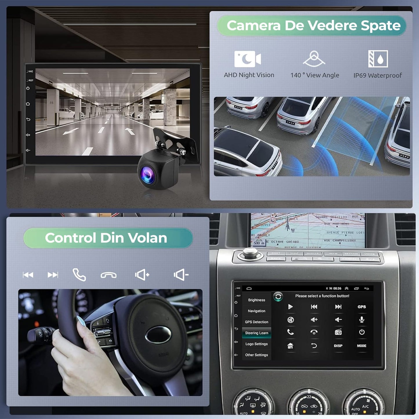 Navigatie Auto Timebox, Apple CarPlay, Android Auto, 2G+32G, Wireless, 2 x USB