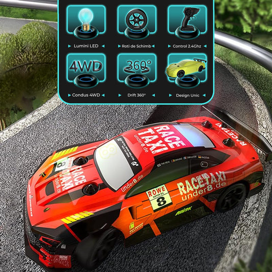 Masina cu telecomanda RC Timebox, 30km/h, 1:20, Drift car, lumini LED, Rosu