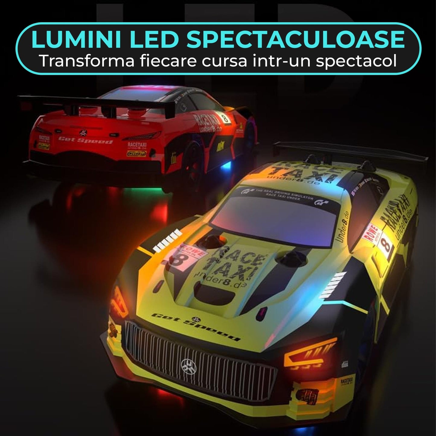 Masina cu telecomanda RC Timebox, 30km/h, 1:20, Drift car, lumini LED, Rosu