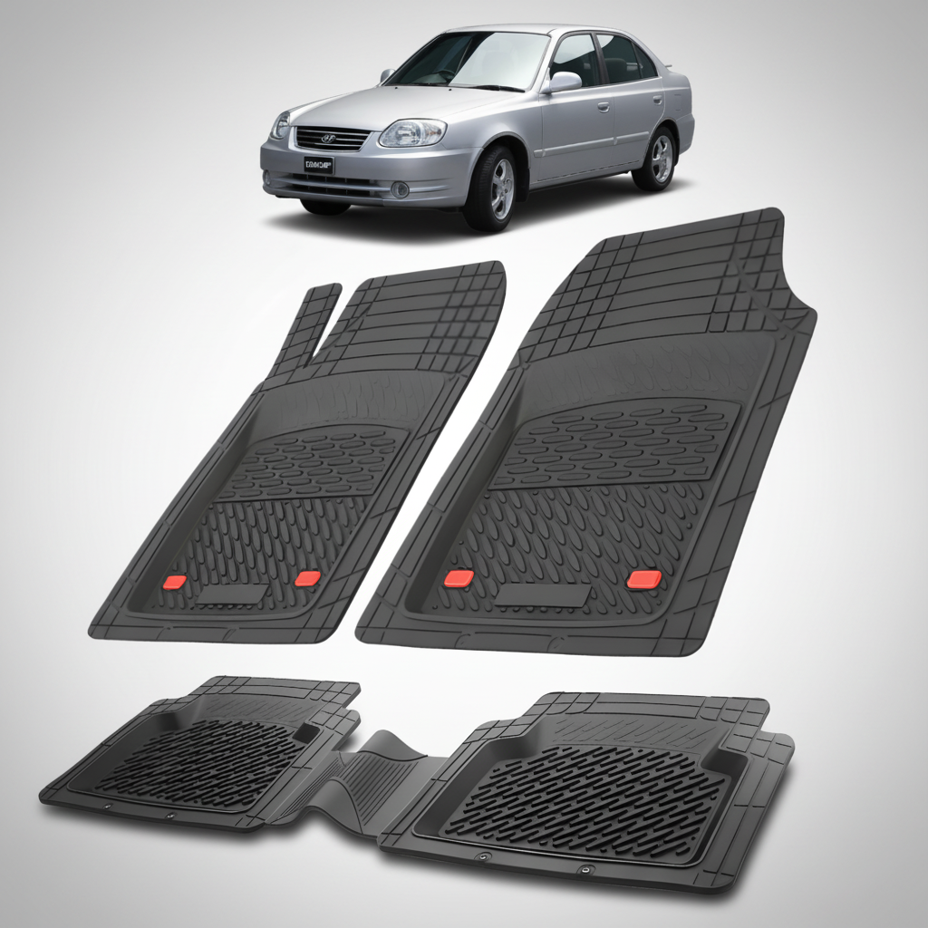 Covorase Auto Hyundai Accent II (1999-2005) - Cauciuc Tip Tavita- Black