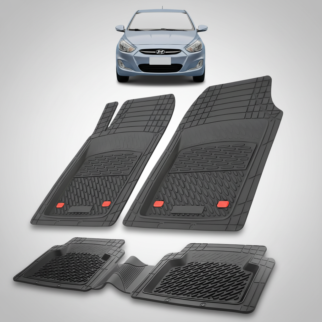 Covorase Auto Hyundai Accent IV (2015–2019)-Cauciuc Tip Tavita-Black