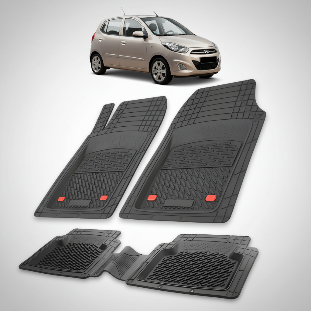 Covorase Auto Hyundai i10 2010-2013 - Cauciuc Tip Tavita-Black