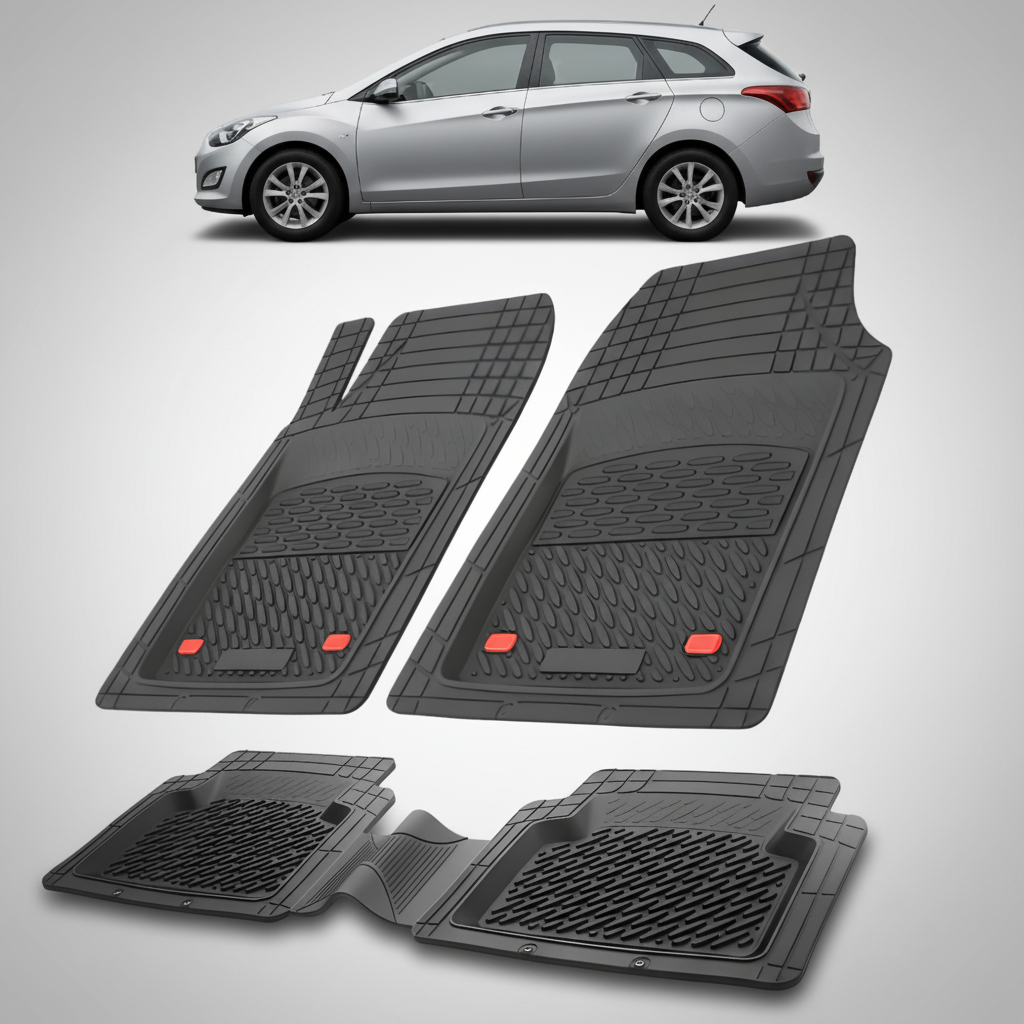 Covorase Auto Hyundai i30 II Tourer (2012-2017) - Cauciuc Tip Tavita -Black