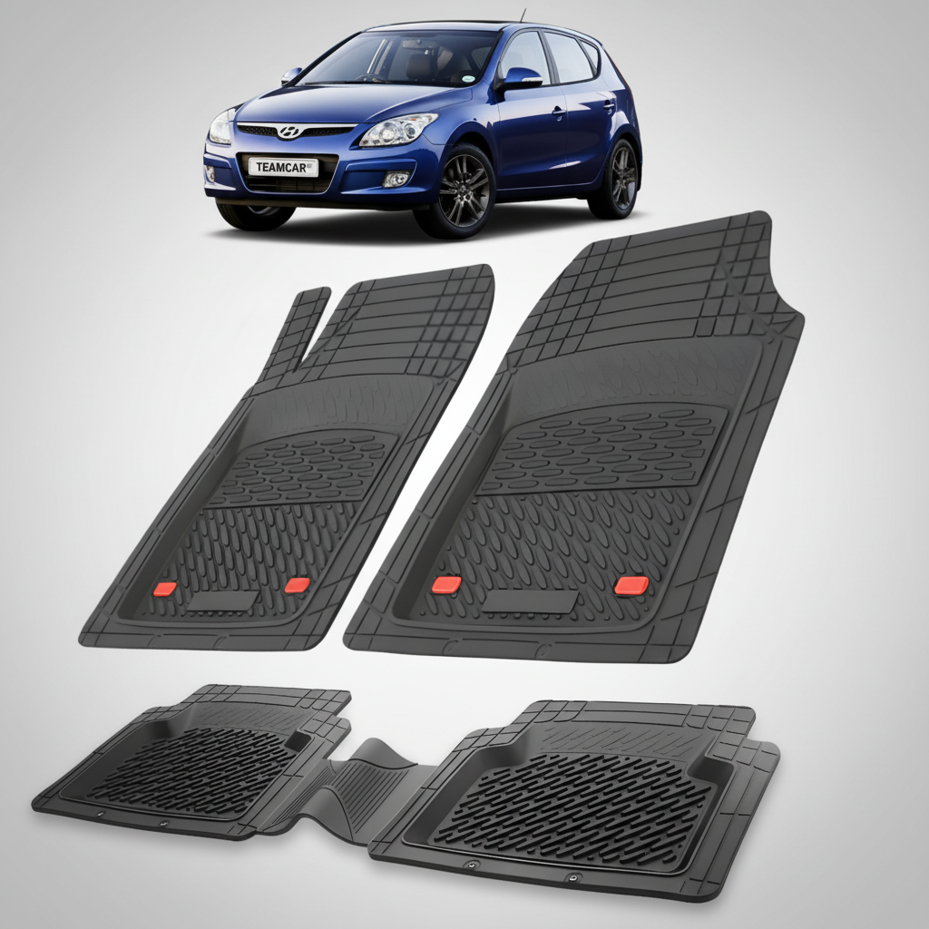 Covorase Auto Hyundai i30 I (2007-2012) - Cauciuc Tip Tavita -Silver